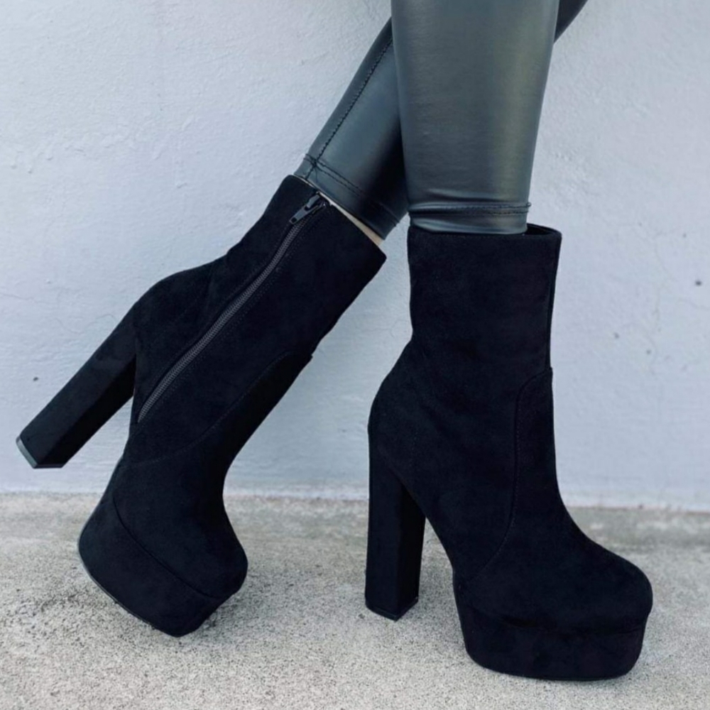 6 5 & 8🖤South London Platform Boot - BLACK